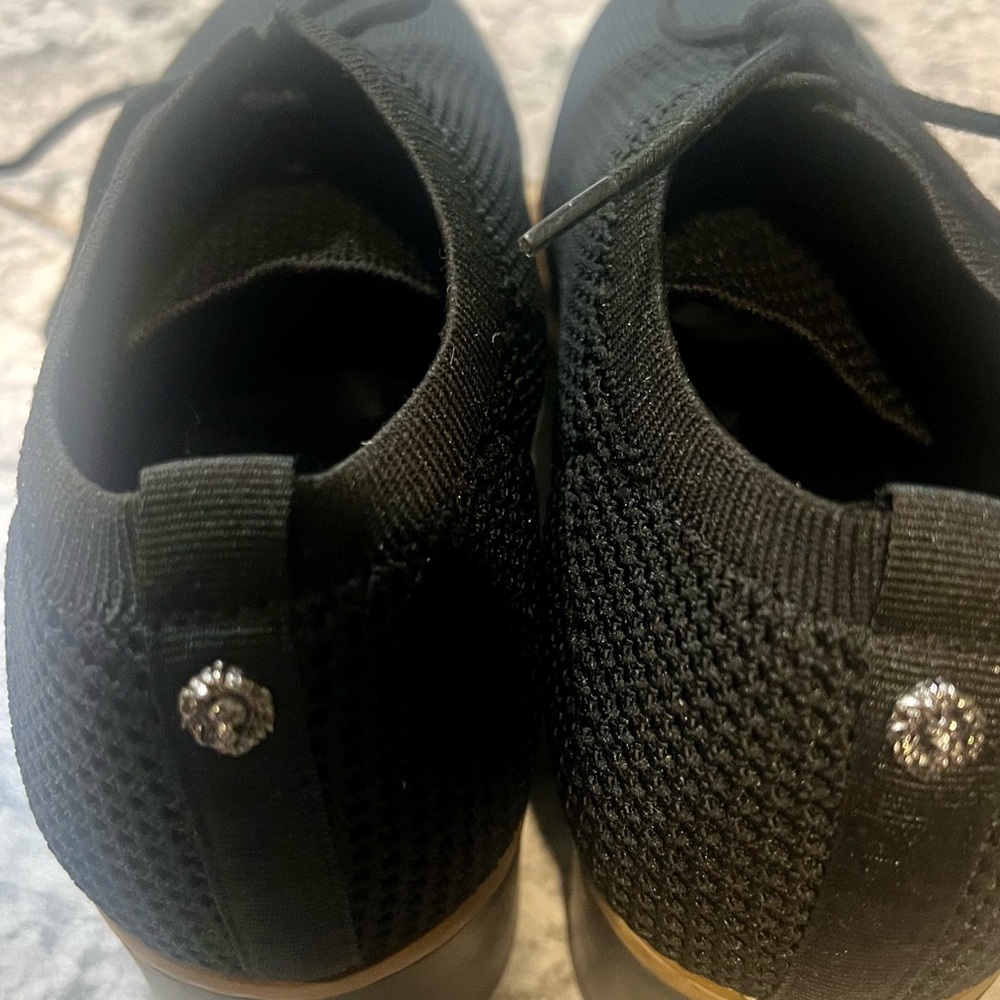 Black Anne Klein mesh wedge-type oxford Knit shoes